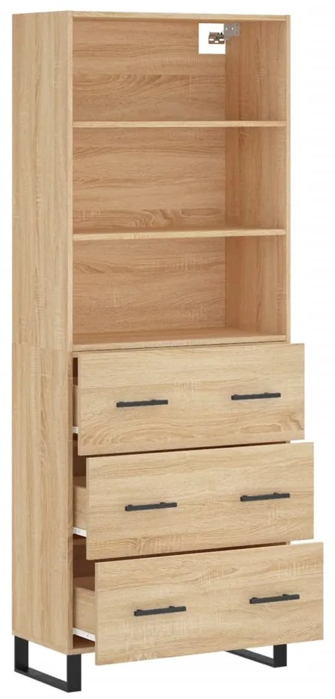 vidaXL Ντουλάπι Sonoma δρυς 69,5 x 34 x 180 εκ. από Επεξεργασμένο Ξύλο