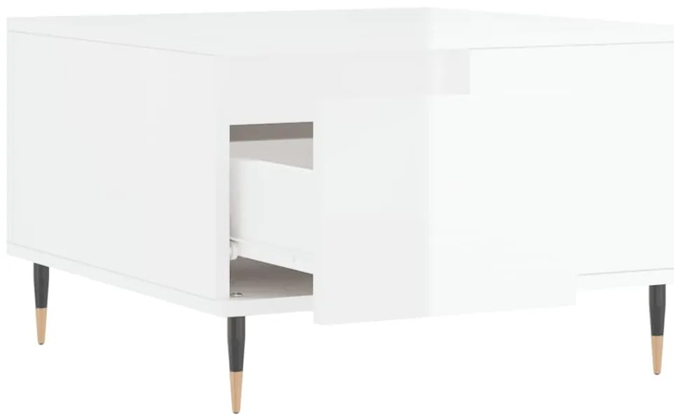 vidaXL Τραπεζάκι Σαλονιού Γυαλ. Λευκό 55x55x36,5 εκ. Επεξεργ. Ξύλο