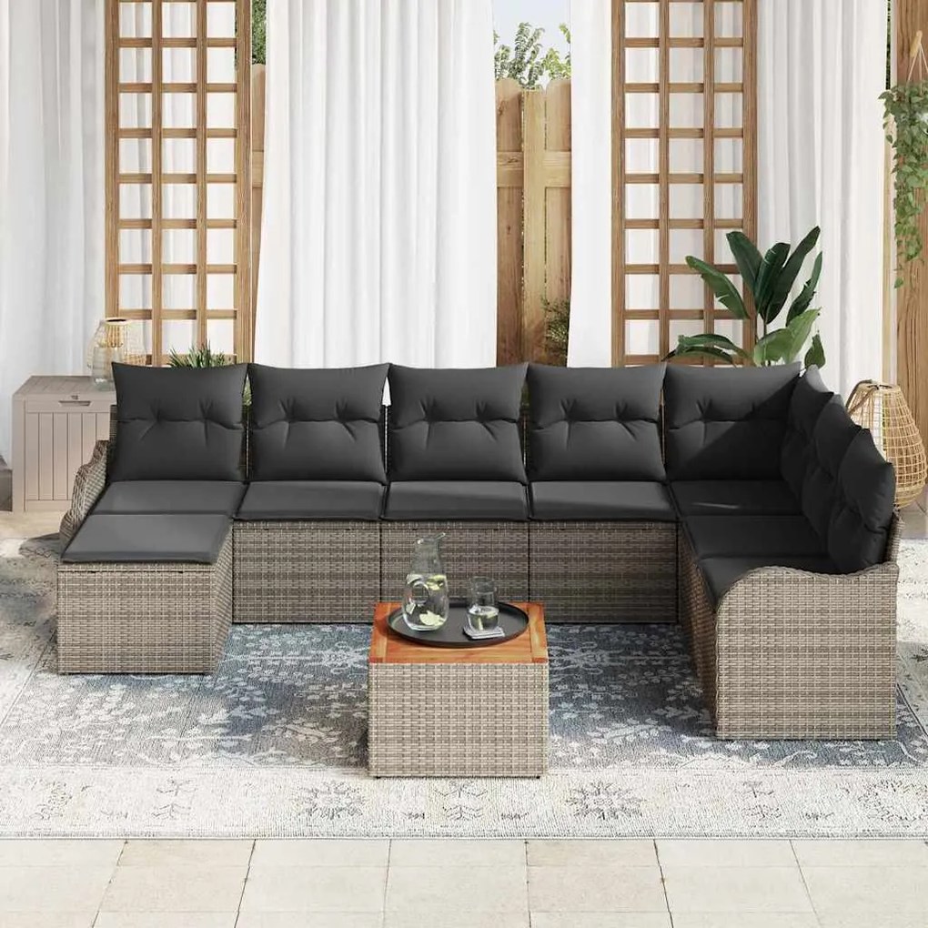vidaXL Σετ Καναπέ Κήπου 9 pcs Γκρι Πολυ ράταν