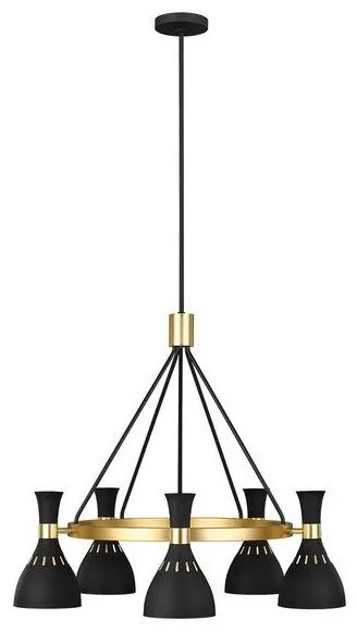 Πολυέλαιος Κρεμαστό Φωτιστικό 5xE27 Joan Elstead Lighting-FE-JOAN5-MB-Μαύρο FE-JOAN5-MB