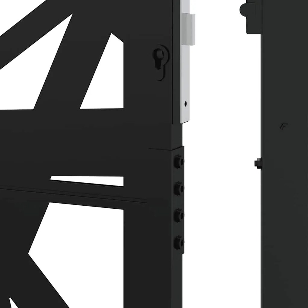 Πύλη κήπου Μαύρη 105x205 cm Ατσάλινη ελαφριά σχεδίαση - Μαύρο