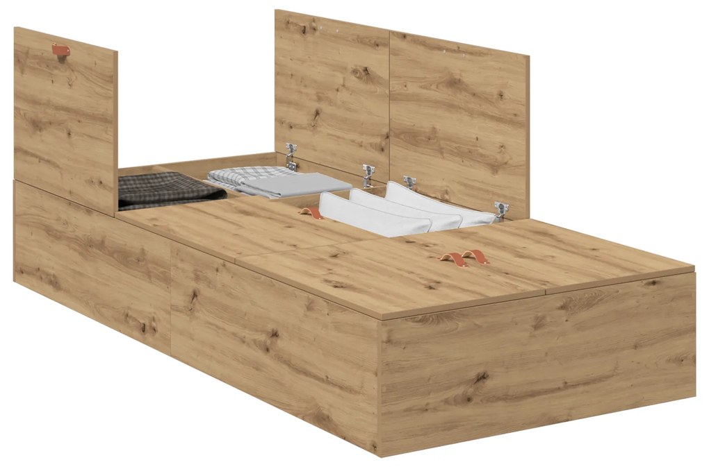 vidaXL Κρεβάτι Αποθήκευσης Artisan Oak 100x200 εκ.