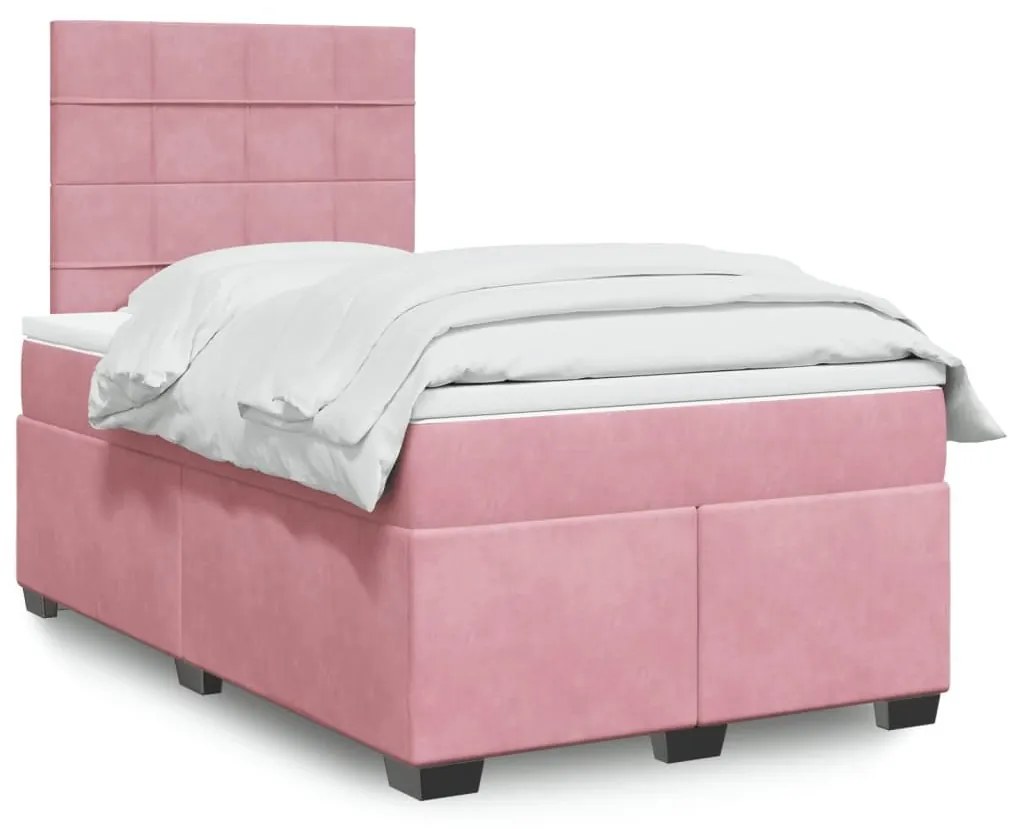 Κρεβάτι Boxspring με Στρώμα Ροζ 120x200 εκ. Βελούδινο 3293187