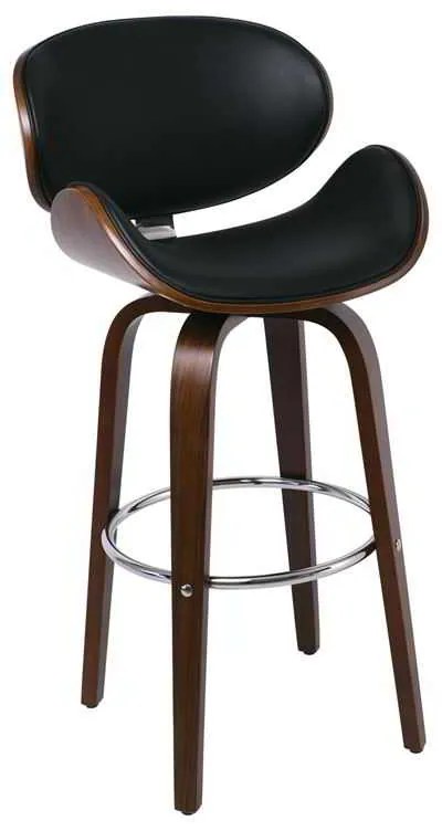 Σκαμπώ GOMEZ Bar Καρυδί/PU Μαύρο 54x57x76/107cm