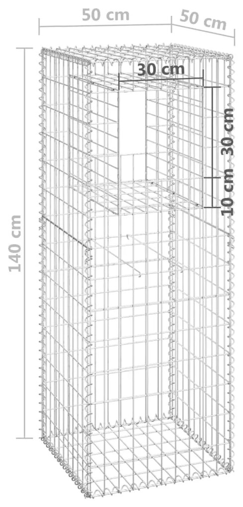 vidaXL Συρματοκιβώτιο Στύλος 50 x 50 x 140 εκ. Σιδερένιο