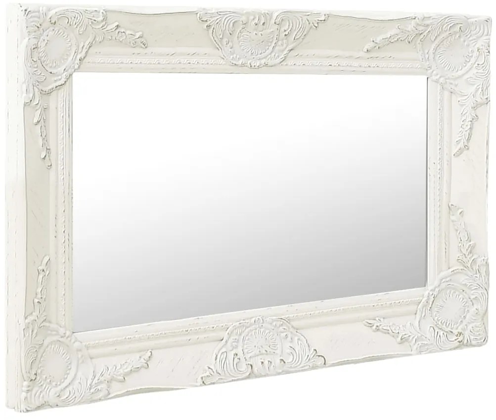vidaXL Καθρέφτης Τοίχου με Μπαρόκ Στιλ Λευκός 60 x 40 εκ.