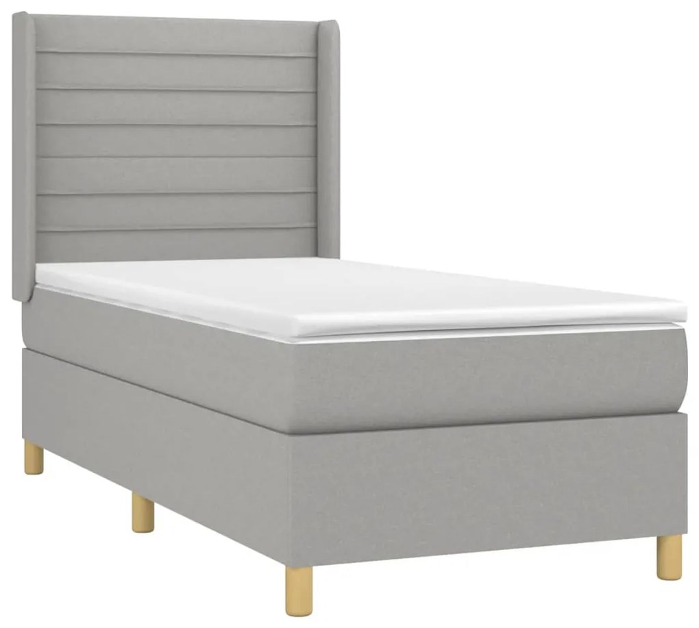 vidaXL Κρεβάτι Boxspring με Στρώμα &amp; LED Αν.Γκρι 80x200 εκ. Υφασμάτινο