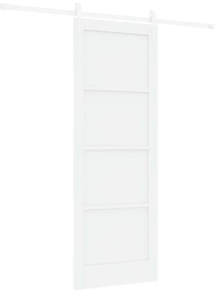 vidaXL Συρόμενη Πόρτα Λευκό 78 x 211 εκ Μασίφ ξύλο πεύκου και χάλυβας
