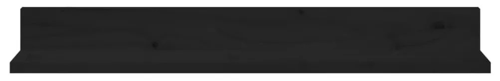 Ράφια Τοίχου 2 τεμ. Μαύρα 80x11x9 εκ. από Μασίφ Ξύλο Πεύκου - Μαύρο