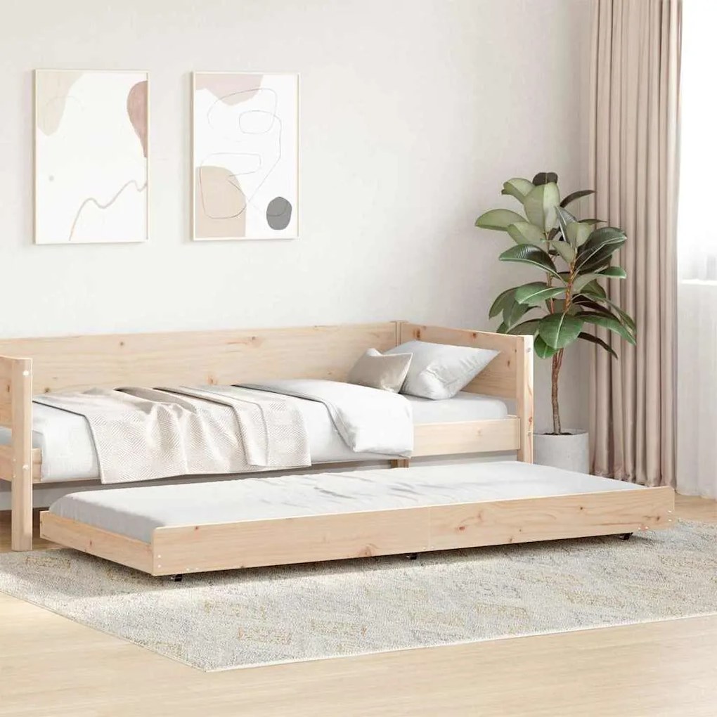 vidaXL Σκελετός Κρεβατιού Καφέ 90 x 200 cm Μασίφ ξύλο πεύκου