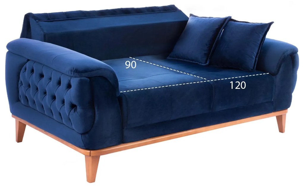 Καναπές - Κρεβάτι Bennington 2θέσιος Mπλέ 180x120x80 εκ.