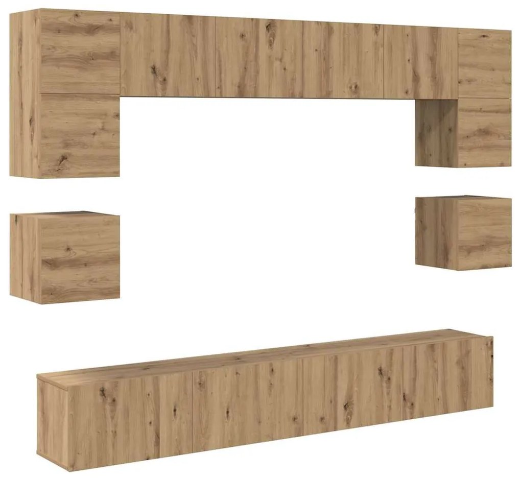 vidaXL Σετ επίπλου τηλεόρασης 8 pcs artisan δρυς 100 x 30 x 30 cm