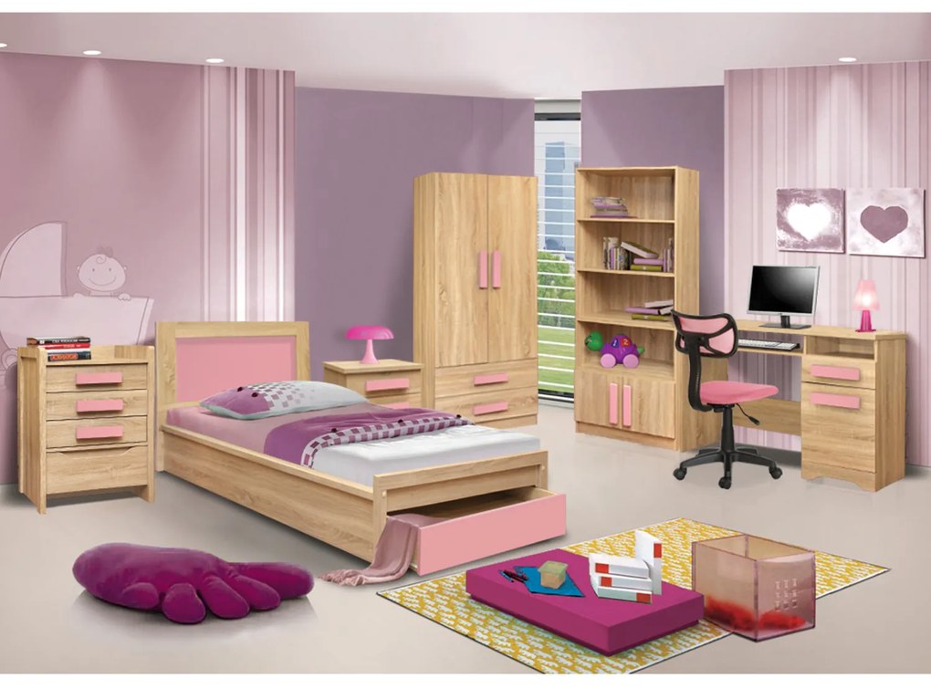 ΚΡΕΒΑΤΙ ΜΕ ΣΥΡΤΑΡΙ PLAYROOM HM330.02 SONAMA-ΡΟΖ 90Χ190εκ.