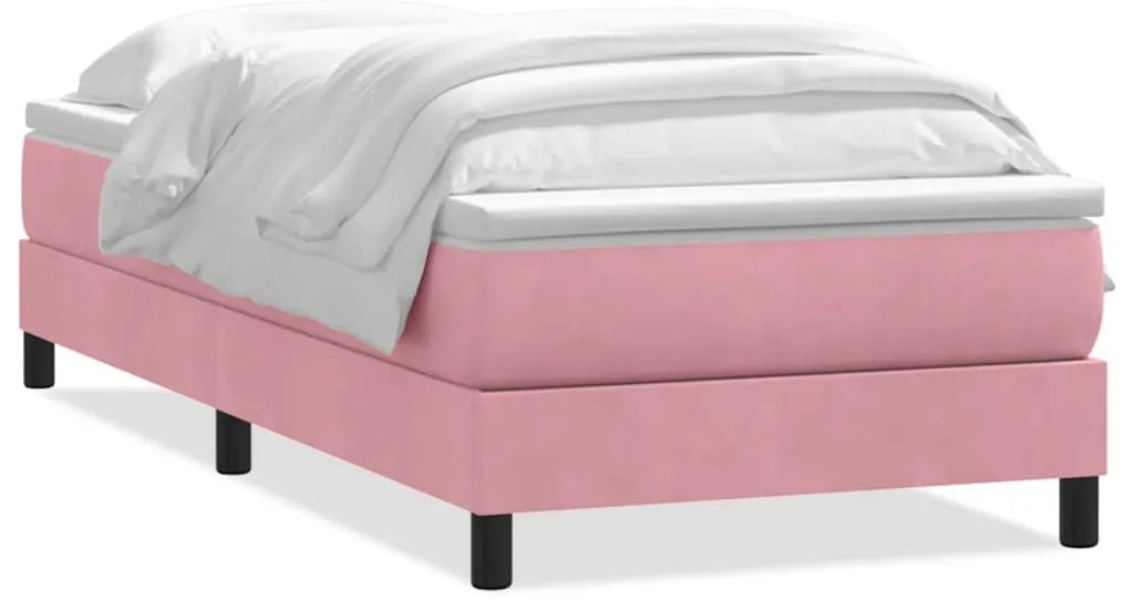 vidaXL Box Spring κρεβάτι με στρώμα ροζ 80x210 εκ. Βελούδινο