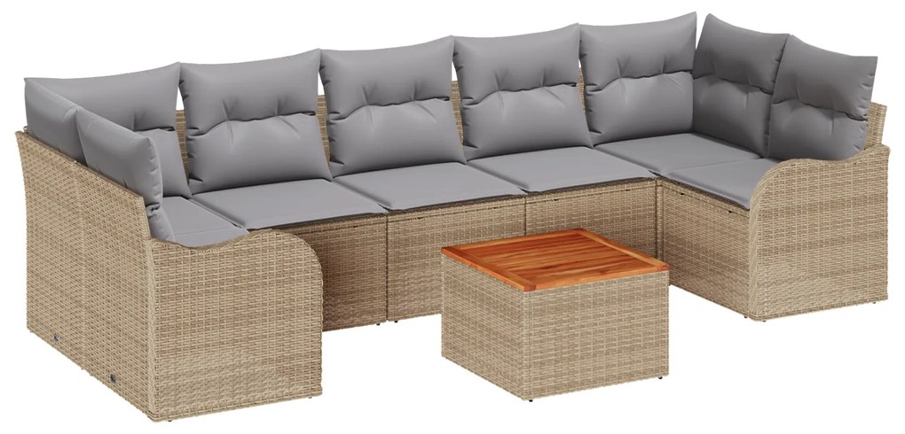 vidaXL Σαπούνι Κήπου 8 pcs Beige, ανοιχτό γκρι Μεγάλο Ρατάν, Ξύλο