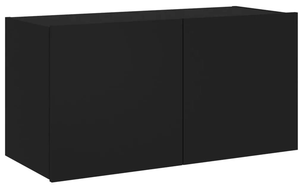Έπιπλο Τοίχου Τηλεόρασης με LED Μαύρο 80x35x41 εκ. - Μαύρο