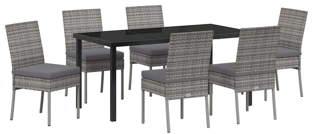 vidaXL Σέτ φαγητού για κήπο 7 pcs Γκρι Χάλυβας με επίστρωση πούδρας