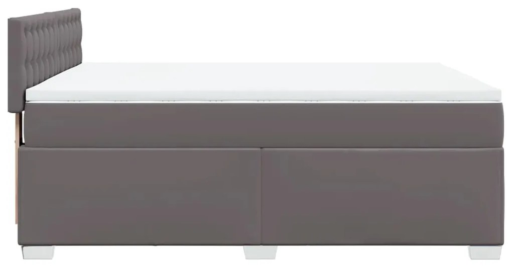 vidaXL Κρεβάτι Boxspring με Στρώμα Γκρι 140x190εκ. από Συνθετικό Δέρμα