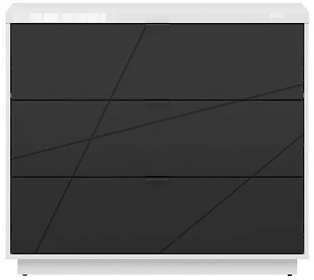 Σιφονιέρα Boston CE118, Γυαλιστερό λευκό, Μαύρο ματ, Με συρτάρια, Αριθμός συρταριών: 3, 93x106x43cm | Epipla1.gr