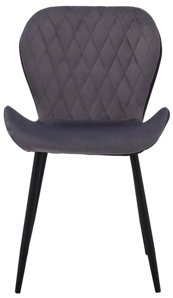 Καρέκλα ADALYN C8729.01 με PU Μαύρο και Βελούδο Γκρί 51x58x82Υεκ. 2αδα 51x58x82 εκ.