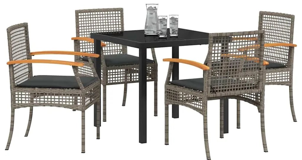 vidaXL Σέτ φαγητού για κήπο 5 pcs Γκρι συνθετικό ρατάν