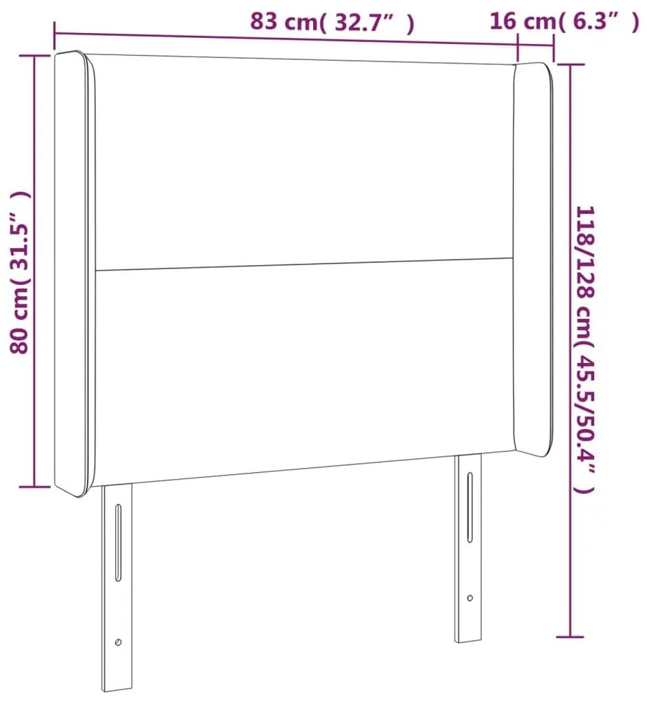 Κεφαλάρι Κρεβατιού LED Μαύρο 83x16x118/128εκ. Συνθετ. Δέρμα - Μαύρο
