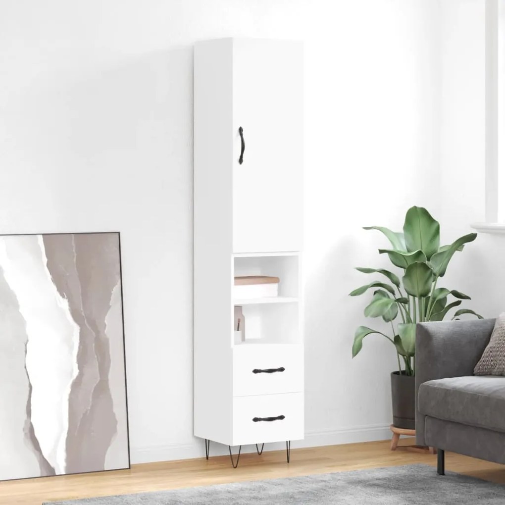 vidaXL Ντουλάπι Λευκό 34,5 x 34 x 180 εκ. από Επεξεργασμένο Ξύλο