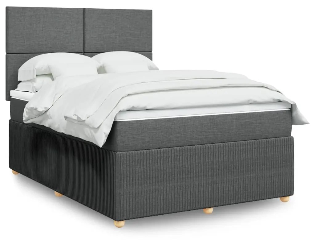 vidaXL Κρεβάτι Boxspring με Στρώμα Σκούρο Γκρι 140x200 εκ Υφασμάτινο