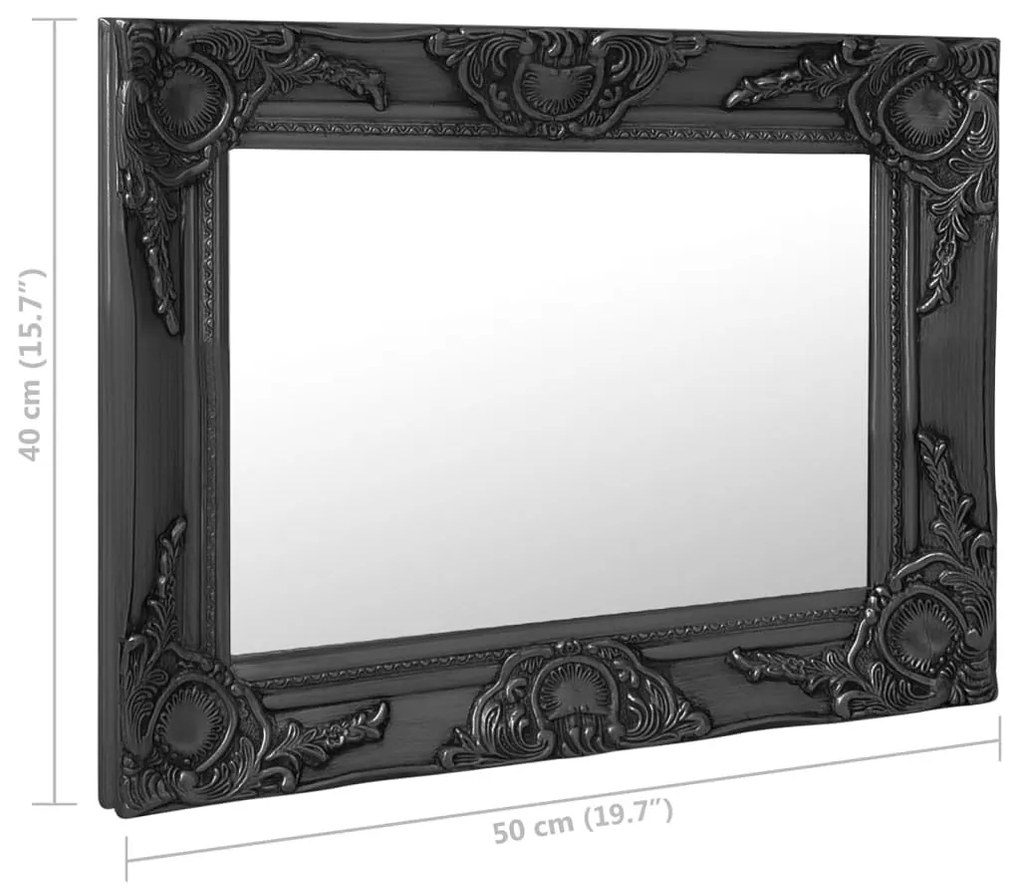 Καθρέφτης Τοίχου με Μπαρόκ Στιλ Μαύρος 50 x 40 εκ. - Μαύρο