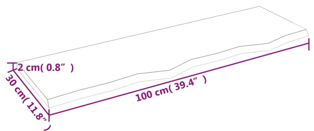 vidaXL Πάγκος Μπάνιου Σκούρο Καφέ 100x30x2 εκ. Επεξ. Μασίφ Ξύλο