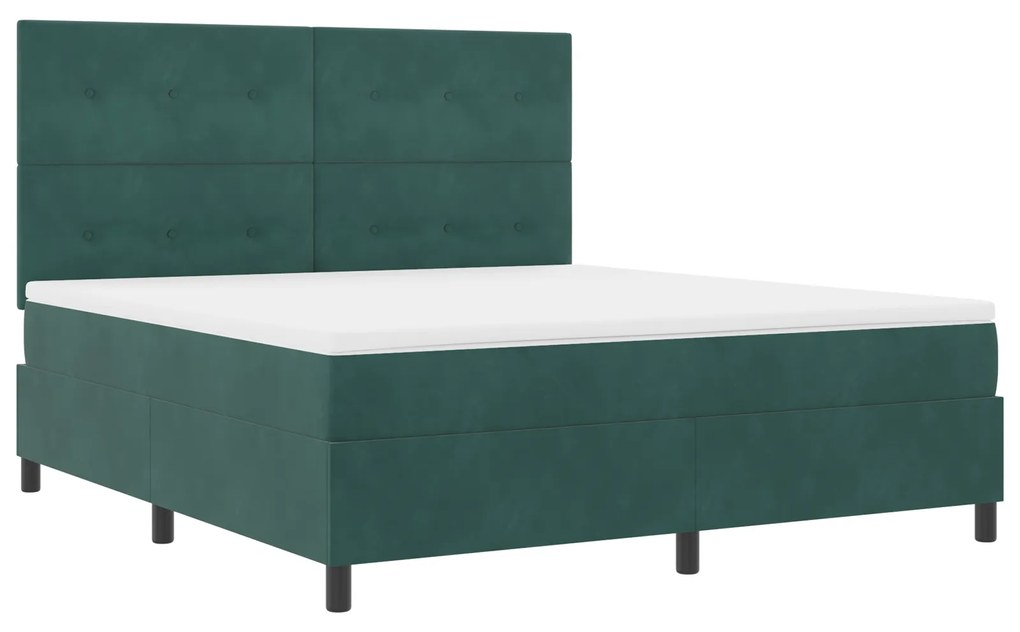 vidaXL Κρεβάτι με ελατήρια Σκούρο πράσινο 180 x 200 cm Βελούδο