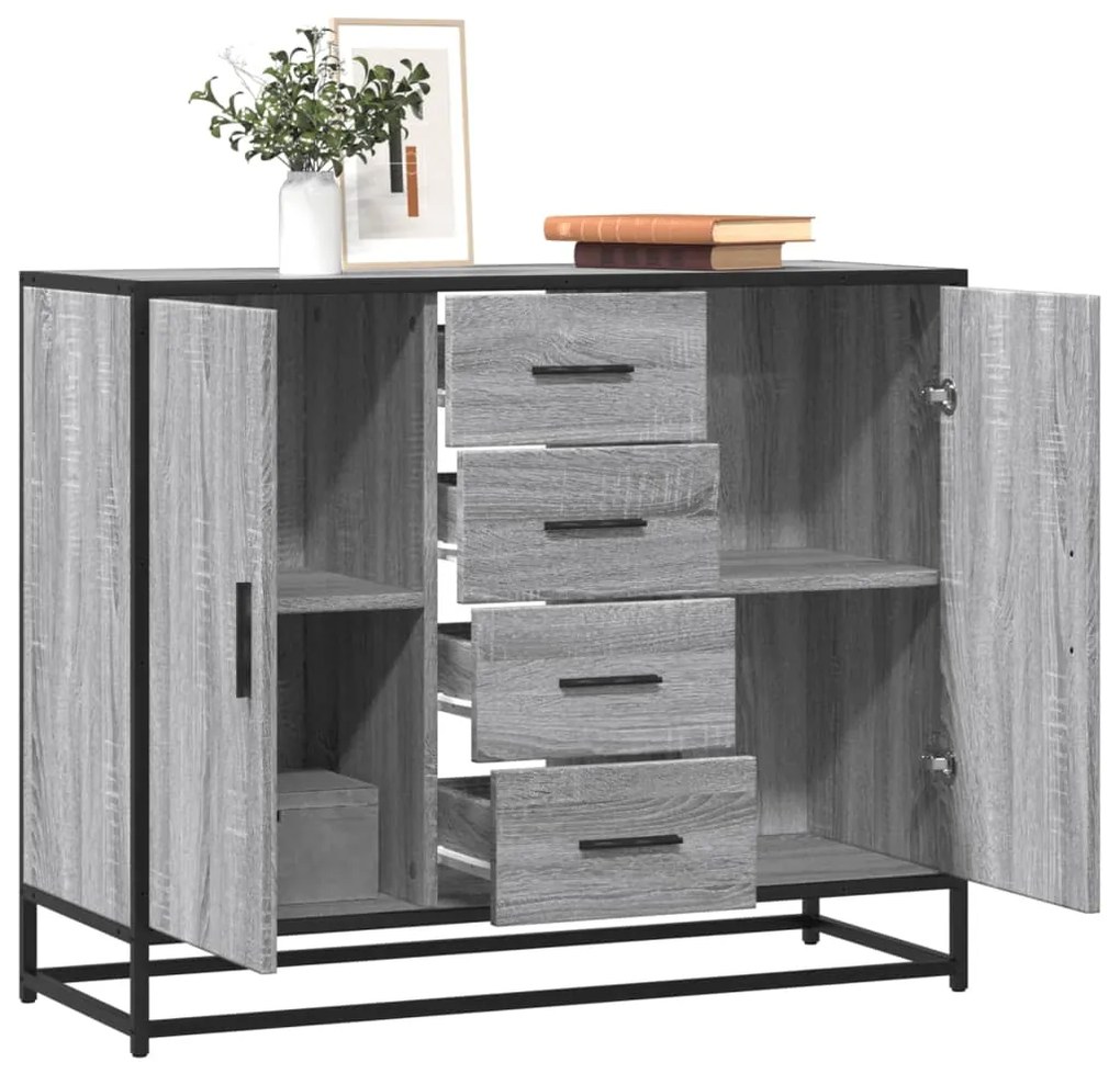 vidaXL Sideboard Γκρι Sonoma 92x35x76 cm Ξύλινο μηχανουργικό ξύλο