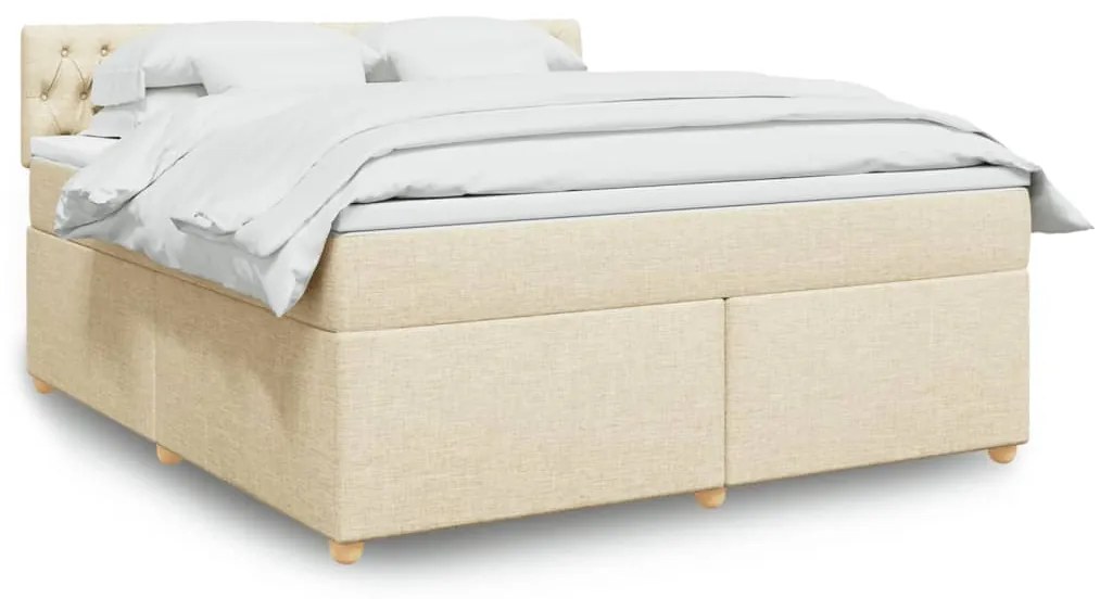 vidaXL Κρεβάτι Boxspring με Στρώμα Κρεμ 180x200 εκ. Υφασμάτινο