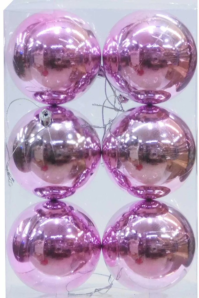 Σετ/6 τεμ. Χριστουγεννιάτικες Μπάλες Ροζ 6cm 236596