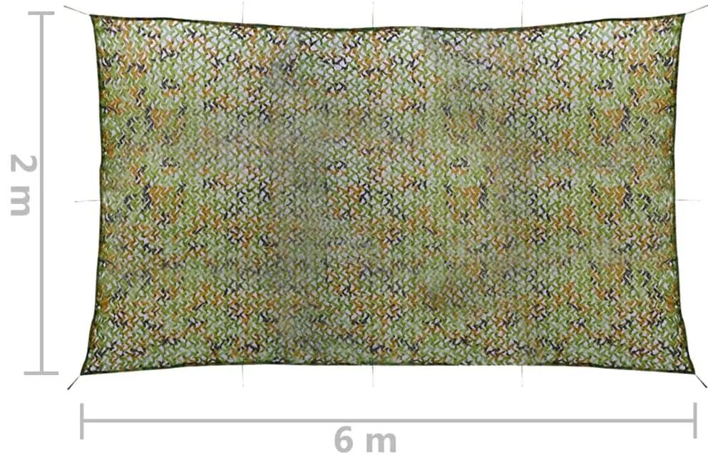 vidaXL Δίχτυ Σκίασης Παραλλαγής Πράσινο 2 x 6 μ. με Σάκο Αποθήκευσης