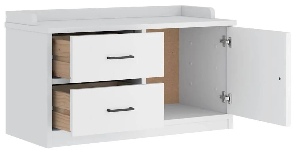 vidaXL Πάγκος διαδρόμου "SANDNES" Λευκό 87x40x50 εκ. Πεύκο μασίφ ξύλο