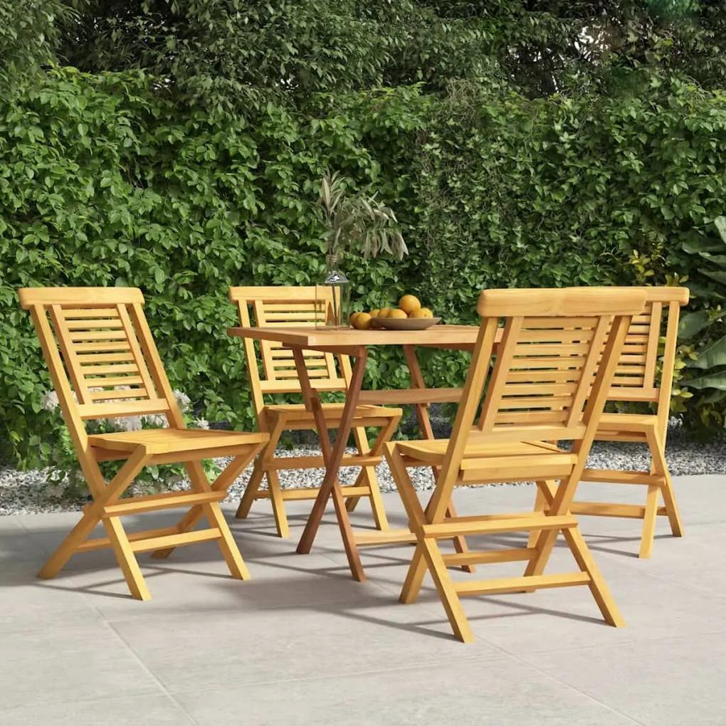 Καρέκλες Κήπου Πτυσσόμενες 4 τεμ. 47x63x90 εκ. Μασίφ Ξύλο Teak - Καφέ