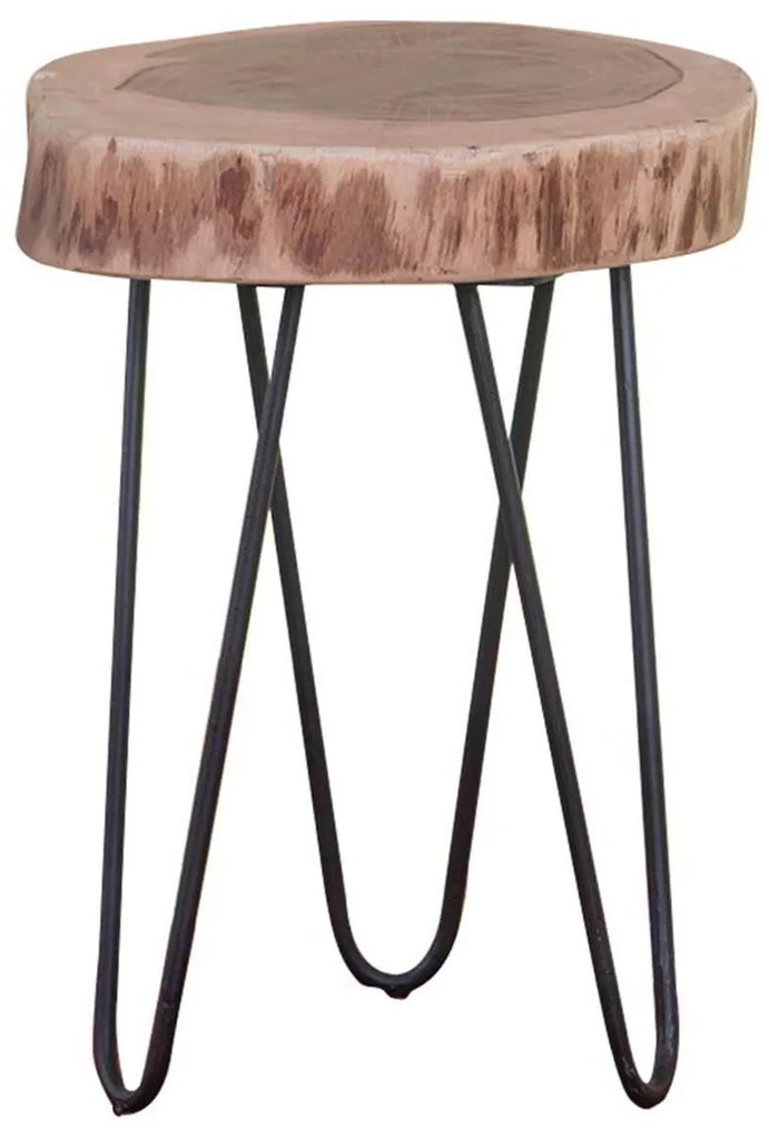 Τραπεζάκι FUEGO +/-35x35 H.45 Ακακία Φυσικό/Μεταλλικό Μαύρο