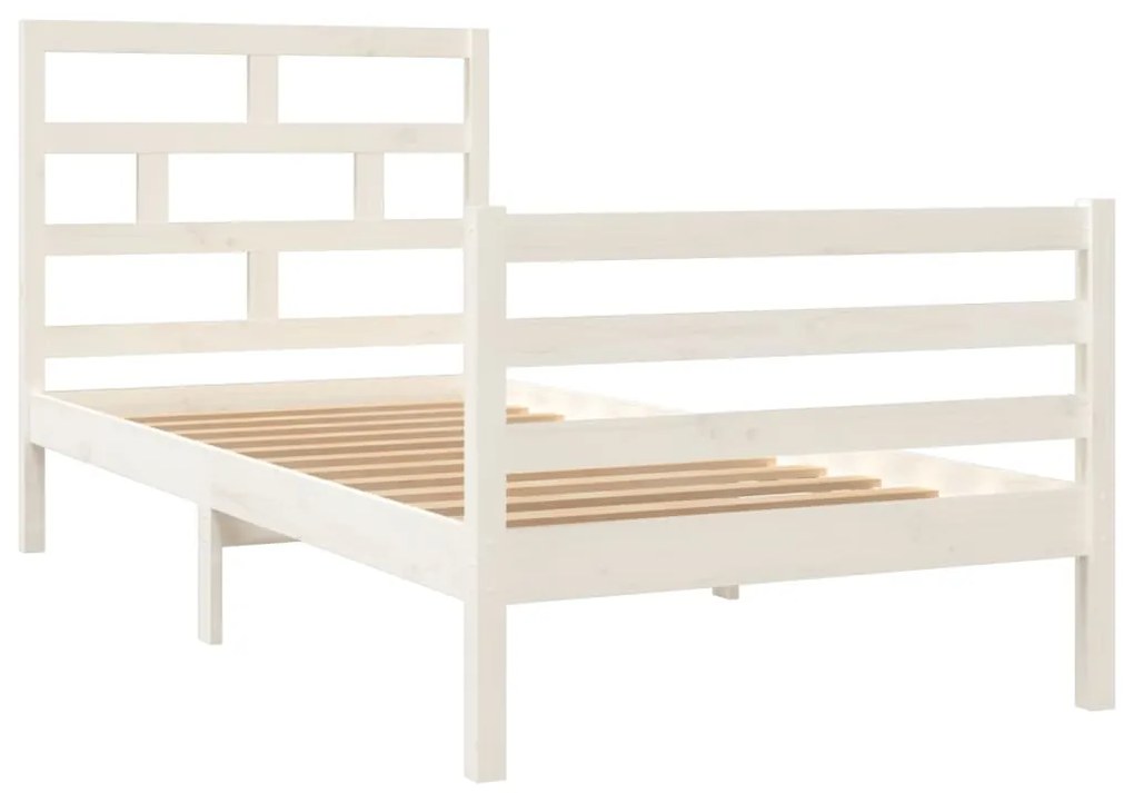 vidaXL Πλαίσιο Κρεβατιού Λευκό 90 x 200 εκ. από Μασίφ Ξύλο Πεύκου