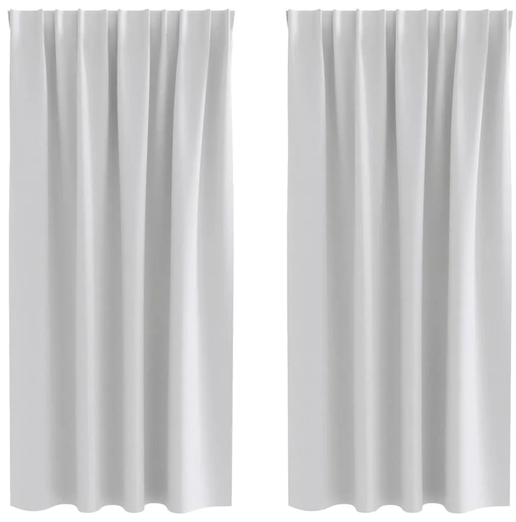 vidaXL Κουρτίνες με κουρτίνες 2 pcs Ανοιχτό γκρι Πολυεστέρας
