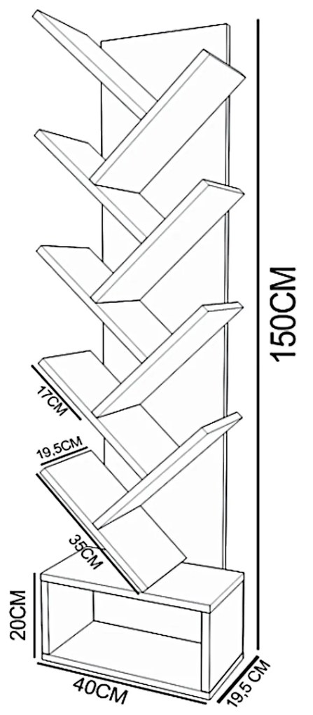 Βιβλιοθήκη BADRU Καρυδί Μοριοσανίδα 40x19.5x150cm - 14870090 - 14870090