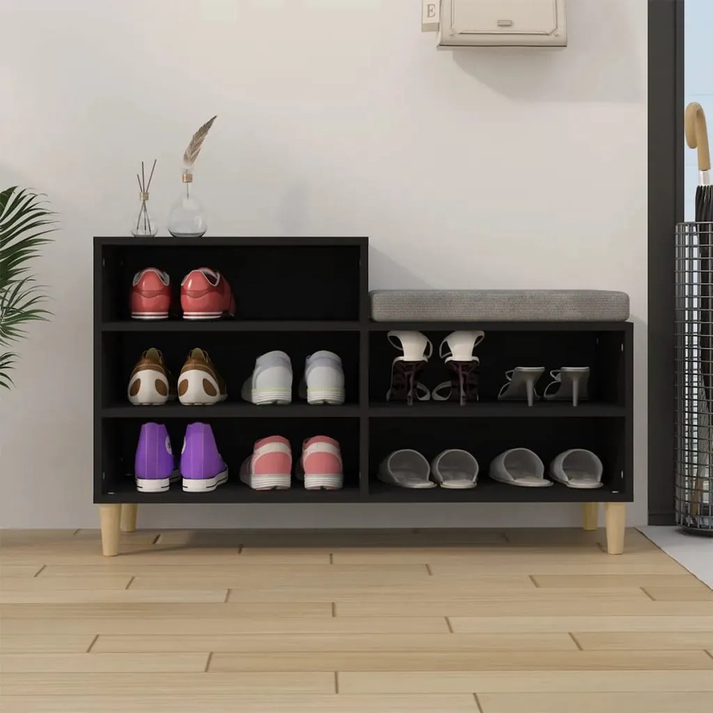 vidaXL Παπουτσοθήκη Μαύρο 102x36x60 εκ. από Επεξεργασμένο Ξύλο