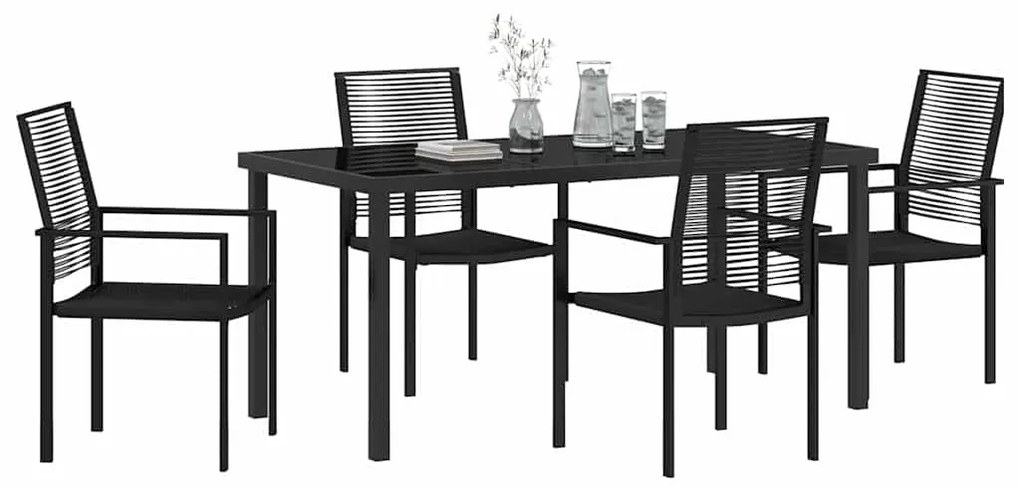 vidaXL Σέτ φαγητού για κήπο 5 pcs Μαύρο PVC ρατάν