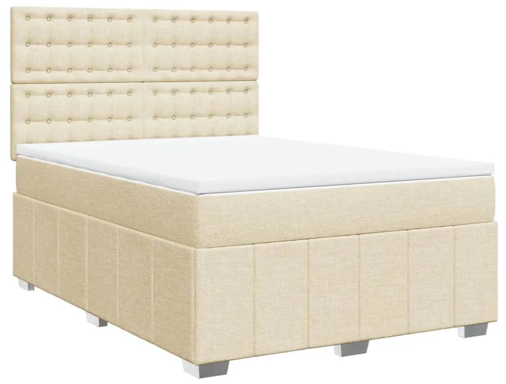 vidaXL Κρεβάτι Boxspring με Στρώμα Κρεμ 140x200 εκ. Υφασμάτινο