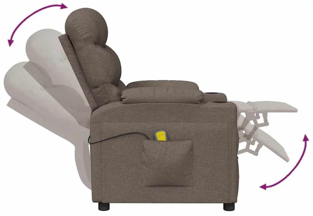 vidaXL Πολυθρόνα Μασάζ Taupe Υφασμάτινη