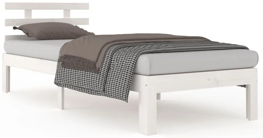 vidaXL Πλαίσιο Κρεβατιού Λευκό 75x190 εκ. Μασίφ Ξύλο Small Single