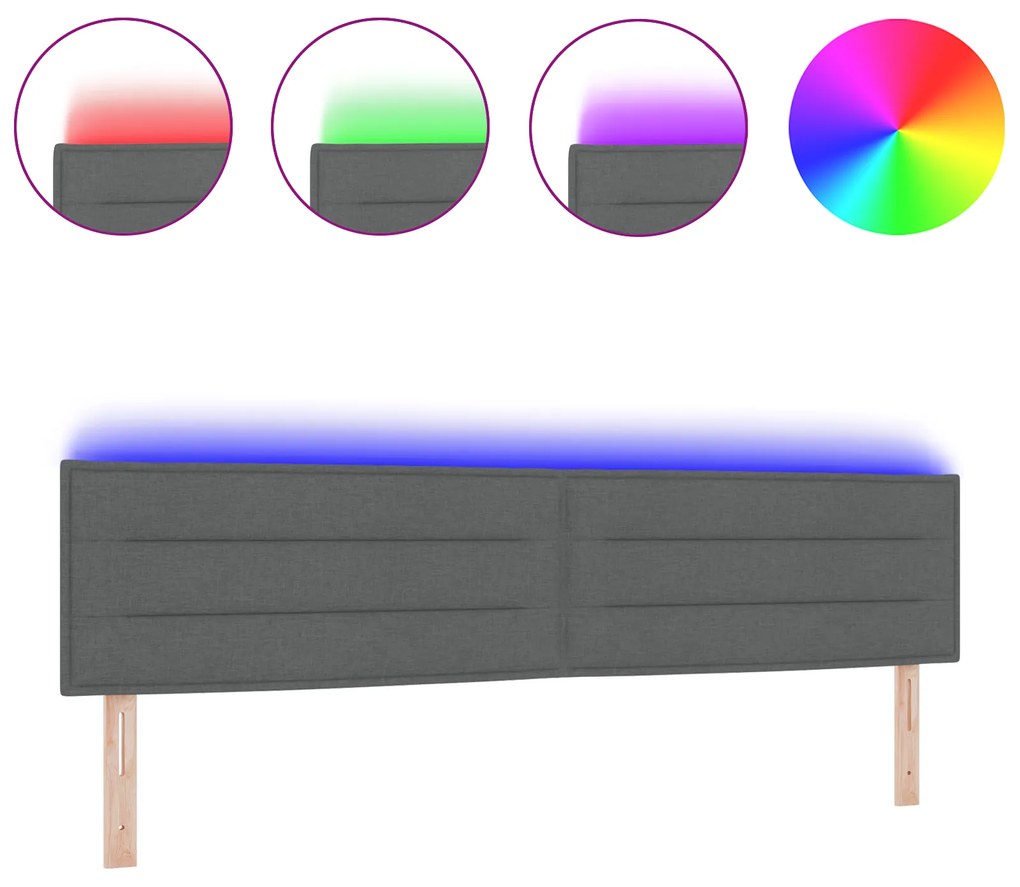 vidaXL Κεφαλάρι LED Γραμμές Σχεδίασης Σκούρο Γκρι 200 εκ Ύφασμα