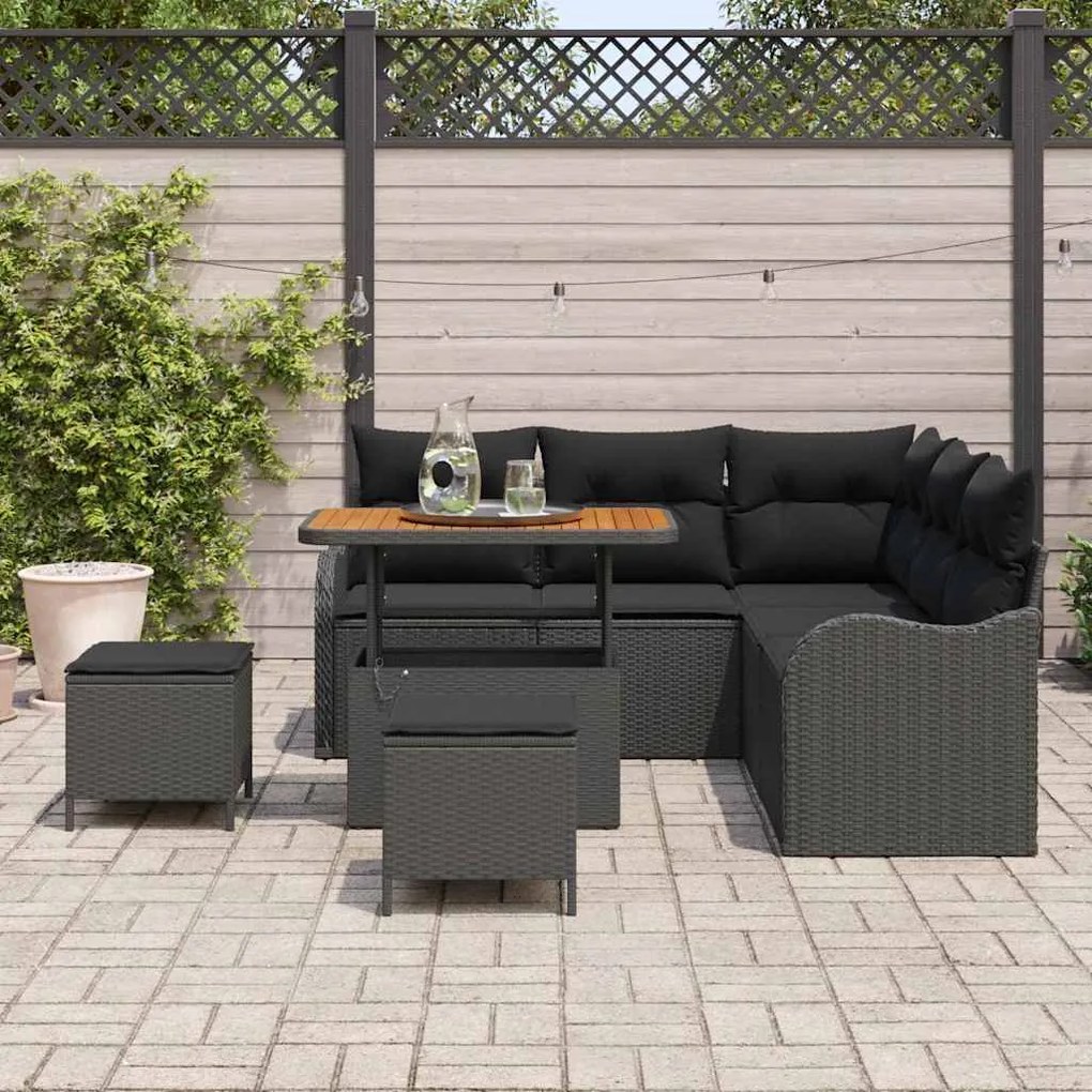 vidaXL Σετ Καναπέ Κήπου 8 pcs Μαύρο συνθετικό ρατάν
