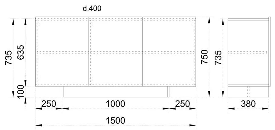 INTRO ΜΠΟΥΦΕΣ SONOMA ΣΚΟΥΡΟ CEMENT ΣΚΟΥΡΟ 150x40xH79,5cm