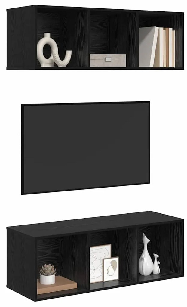 vidaXL Τοίχου ντουλάπες τηλεόρασης 2 pcs Μαύρη δρυς 37 x 37 x 107 εκ